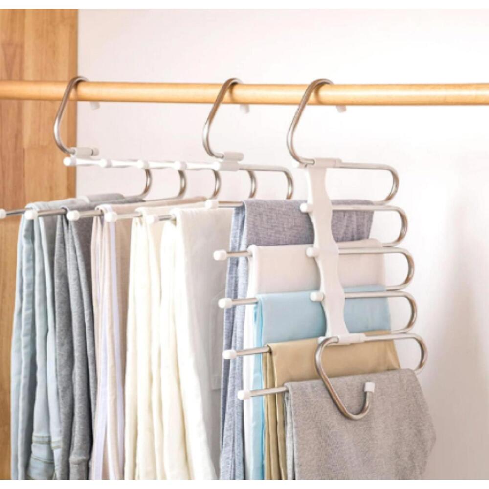 Multi-Layer Stainless Steel Pants Hanger with Non-Skid Coating 2 pack